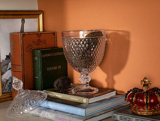 Сервировочная ваза Gagnon с крышкой на ножке 15x32 см. - прозрачная 