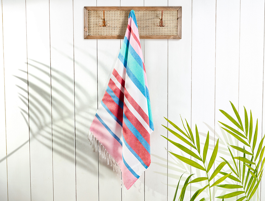 Полотенце Tilda Peshtemal 90x160 см. - синее / красное