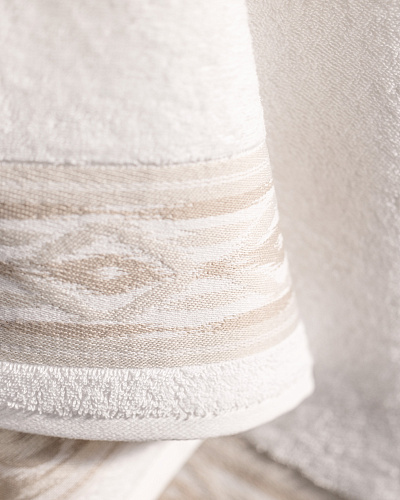 Банное полотенце Daine 70x140 см. - белое / бежевое