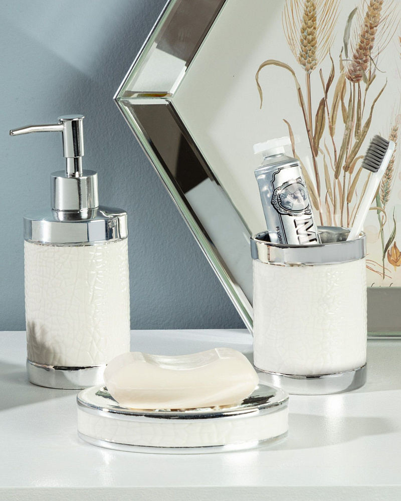 Фарфоровый набор для ванной Claire из 3 шт - белый