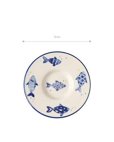 Набор фарфоровых чайных блюдец Luxe Poisson из 6 шт., 13x13 см - синий