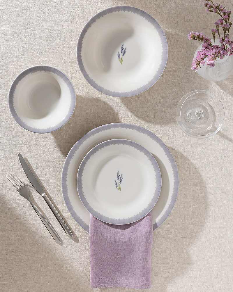 Столовый сервиз Emeline из 24 шт. - белый / сиреневый
