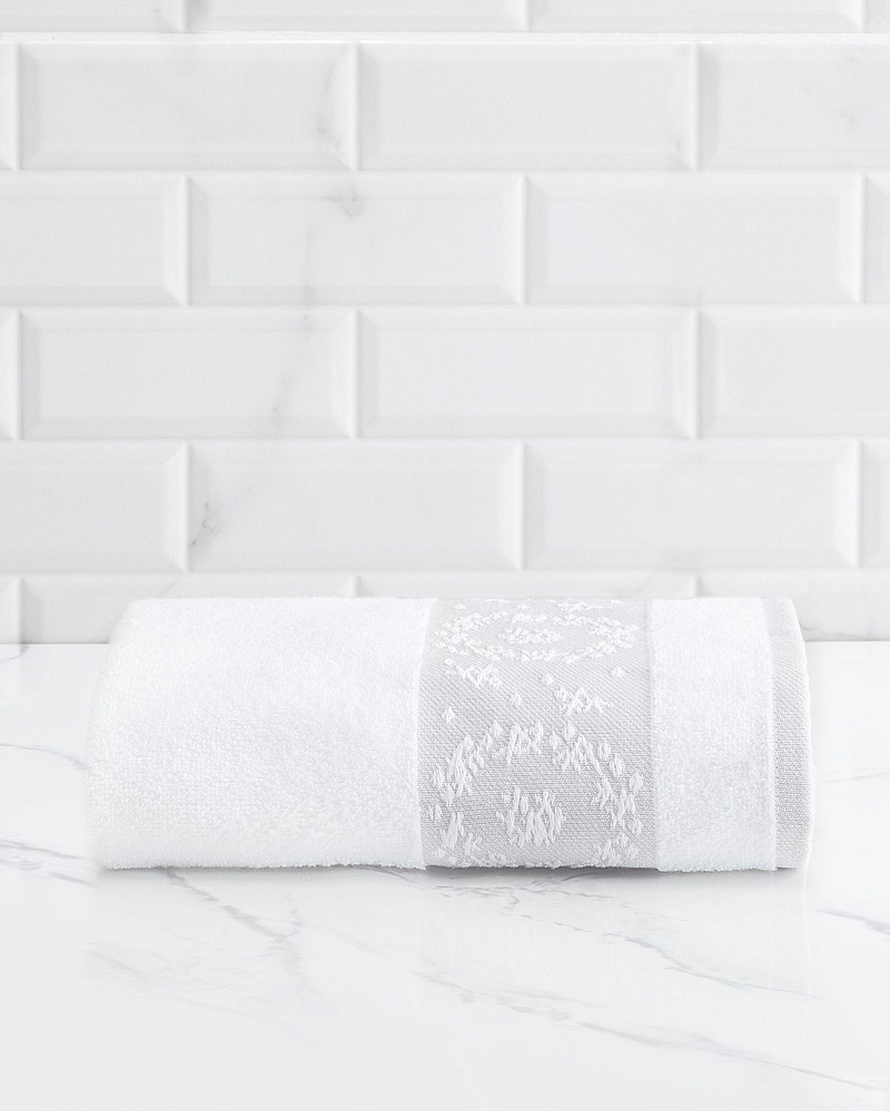 Полотенце для лица Clarita 50x70 см - белое / серое