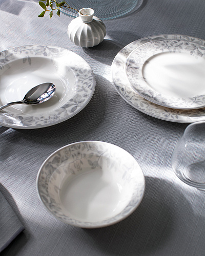Обеденный сервиз Loire из 24 шт., 15,5-26 см. - белый / светло-серый