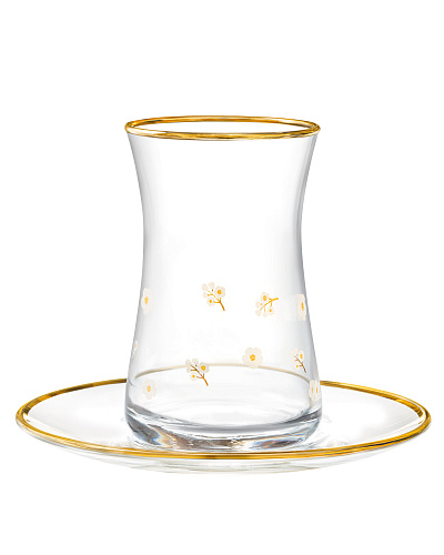 Набор стеклянных чашек и блюдец Gemma VillaGues Marguerite из 6 шт., 170 мл