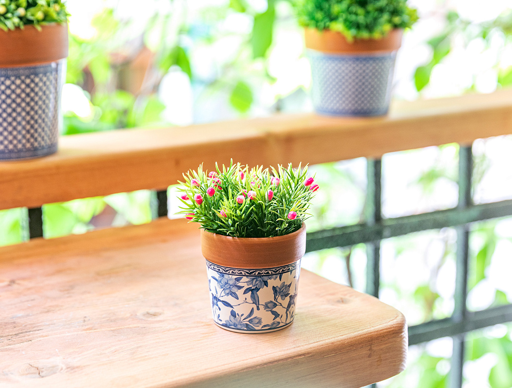 Кашпо Camile 6,5x6,5x7 см. - белый / синий