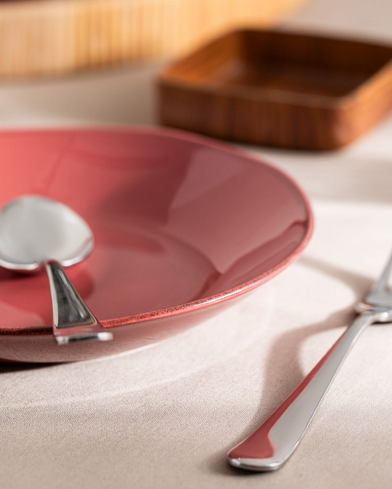 Тарелка фарфоровая Colores 21 см - красная