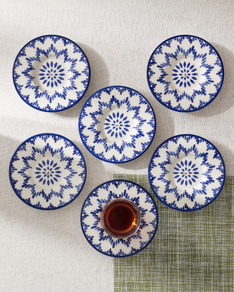 Набор фарфоровых чайных блюдец Luxe Mixte из 6 шт., 13x13 см - синий