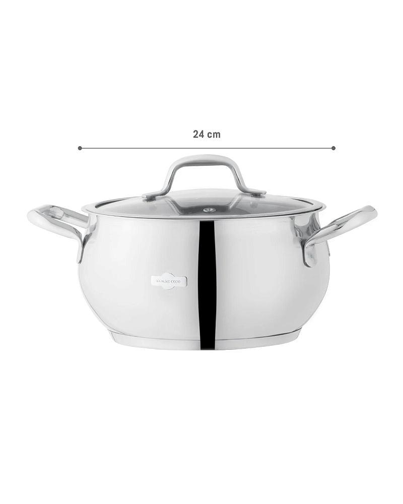 Кастрюля Vera с крышкой 26 см, нержавеющая сталь