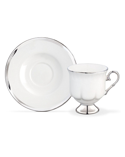 Набор чашек и блюдец Yolande Crocus из 4 шт., 90 мл - серебряный.