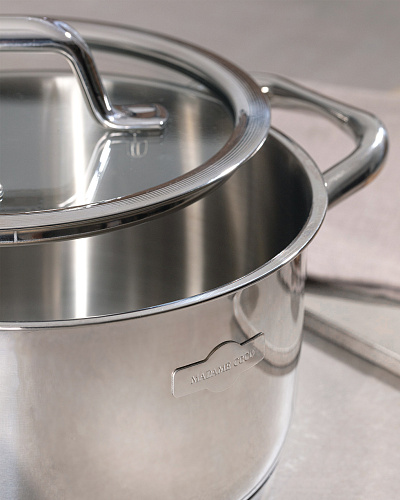 Кастрюля Nova глубокая с крышкой 2400 мл, нержавеющая сталь