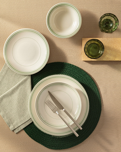 Столовый сервиз Moulin из 24 шт. - белый / зеленый
