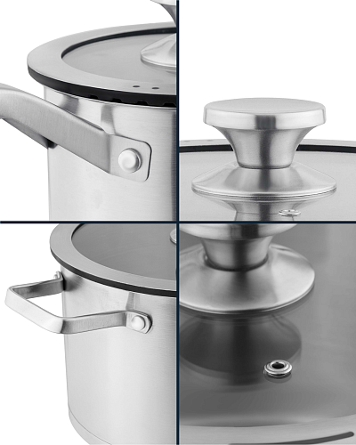 Кастрюля Raye с крышкой 24x7,5 см. - нержавеющая сталь