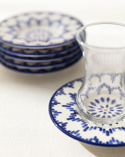 Набор фарфоровых чайных блюдец Luxe Mixte из 6 шт., 13x13 см - синий