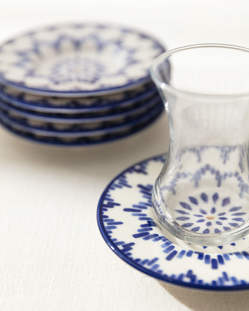 Набор фарфоровых чайных блюдец Luxe Mixte из 6 шт., 13x13 см - синий