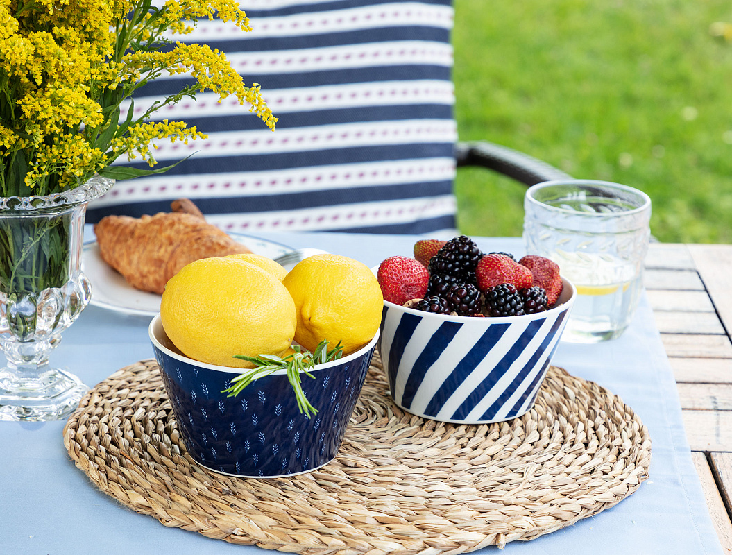 Набор мисок Maena Narcis из 2 шт., 10 см. - белый / синий