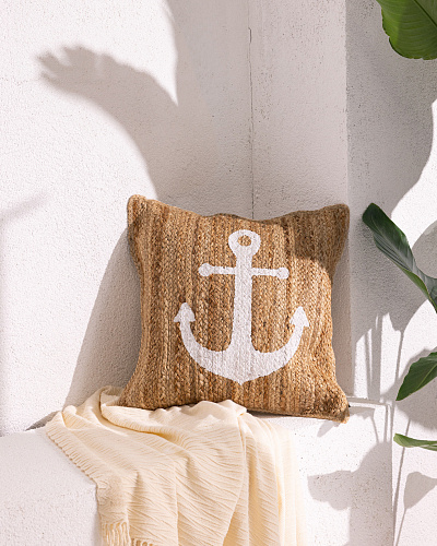 Декоративная наволочка Versailles 50x50 см. - бежевая / белая