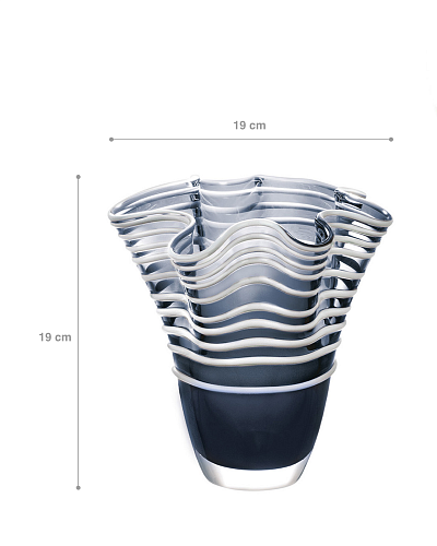 Стеклянная ваза Honfleur ручной работы 19х19 см. сине-белая