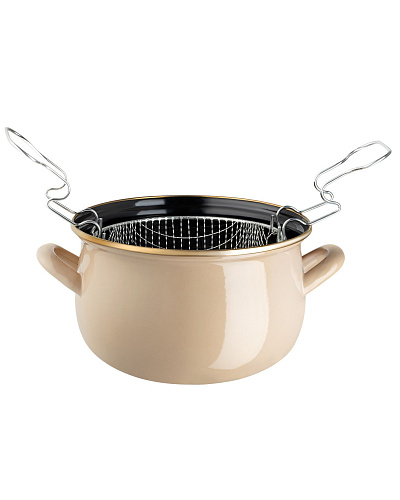 Эмалированная металлическая кастрюля Bonneville с крышкой 3,5 л. - бежевый