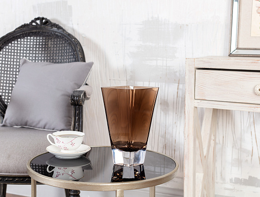 Стеклянная ваза ручной работы Lunévılle 26x20 см. - коричневая