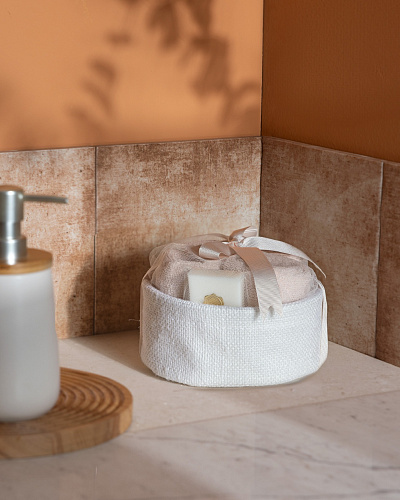 Набор банный Fabrice в корзинке из 5 шт., 30x30 см. - светло-розовый