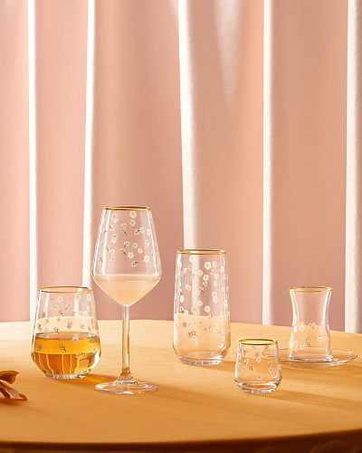 Набор стеклянных чашек и блюдец Gemma VillaGues Marguerite из 6 шт., 170 мл