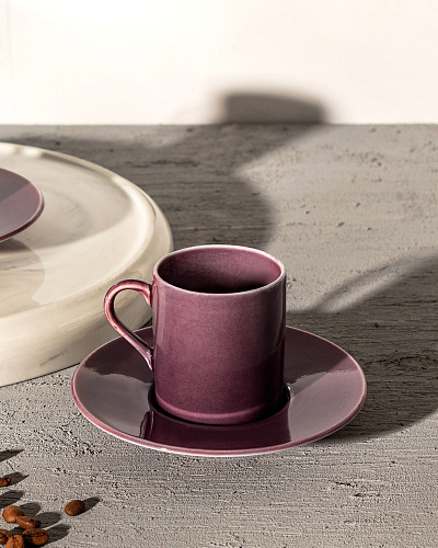 Набор кофейных чашек Lenora на двоих, 90 мл - сливовый