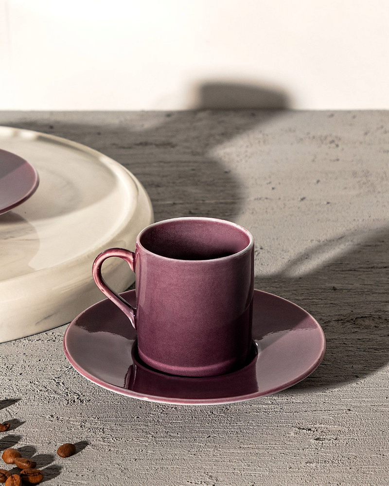 Набор кофейных чашек Lenora на двоих, 90 мл - сливовый