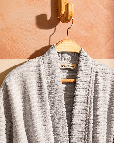 Набор банный унисекс халат и полотенце Carla 2 шт., L-XL р., 50x90 см. - серый