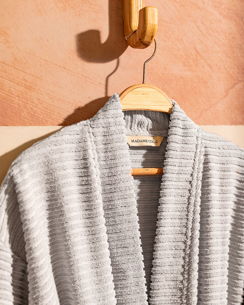 Набор банный унисекс халат и полотенце Carla 2 шт., L-XL р., 50x90 см. - серый