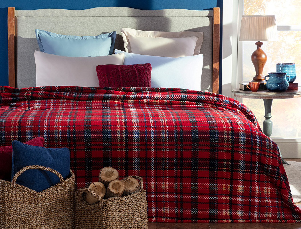 Покрывало полутораспальное Welsoft Chéri с принтом 200x220 см. - красное