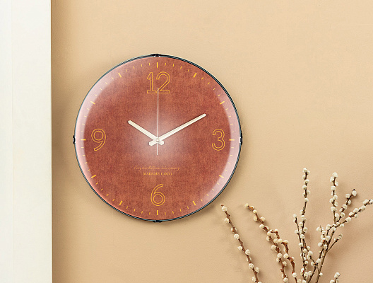 Настенные часы Bastien 35x35x5 см. - светло-коричневые / черные