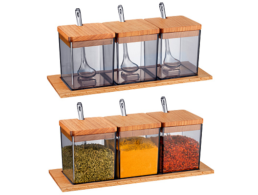 Набор емкостей для специй Geraldin из 3 шт., 9x25,5x11,5 см. - темно-серый