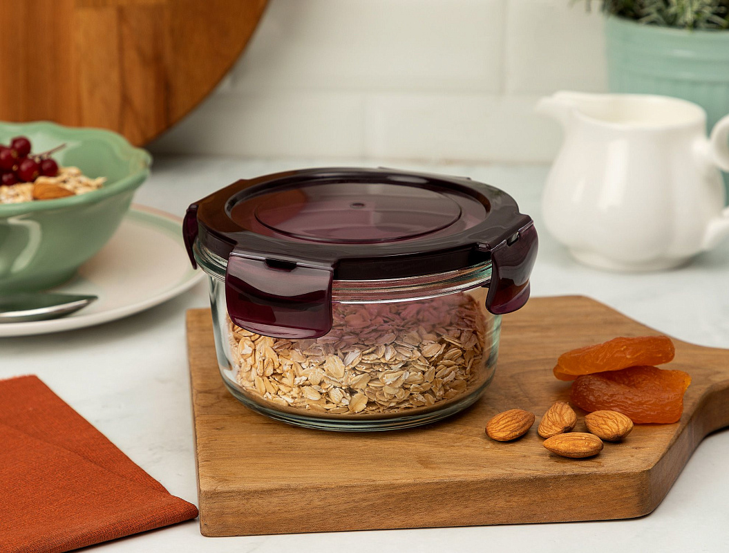 Стеклянный контейнер для хранения Corette 420мл - сливовый