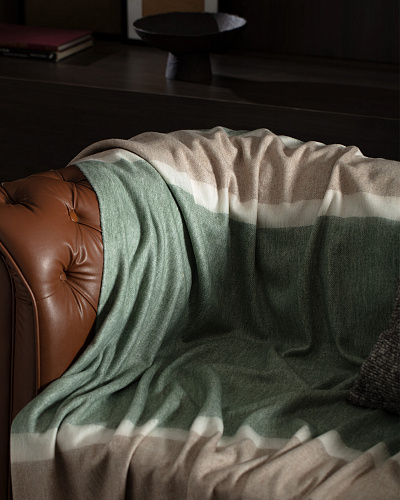 Плед Origny 130x170 см. - серый / зеленый