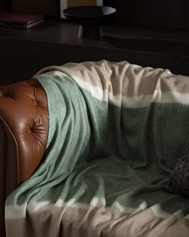 Плед Origny 130x170 см. - серый / зеленый