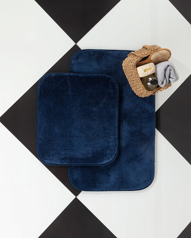 Комплект из 2 ковриков для ванной Carol 50x80см и 45x50см - индиго