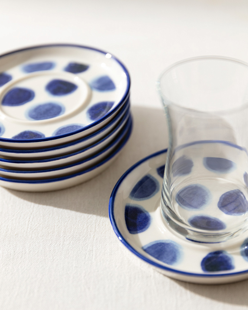 Набор фарфоровых чайных блюдец Grand Rond из 6 шт., 12x12 см - синий