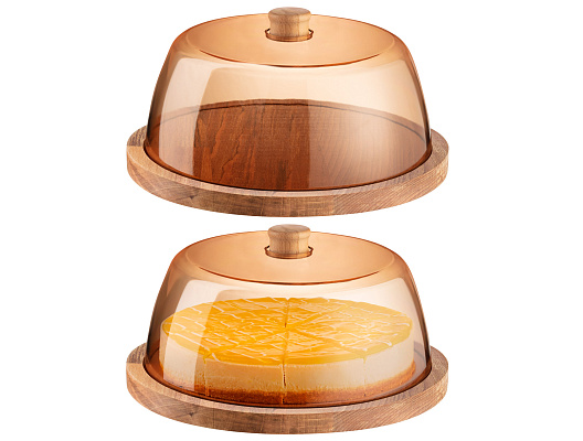 Тортовница с крышкой Josette 29x29x14 см. - янтарная