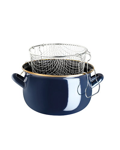 Эмалированная металлическая кастрюля Bonneville с крышкой 3,5 л. - темно-синий