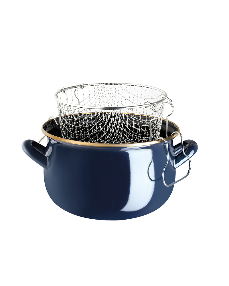 Эмалированная металлическая кастрюля Bonneville с крышкой 3,5 л. - темно-синий