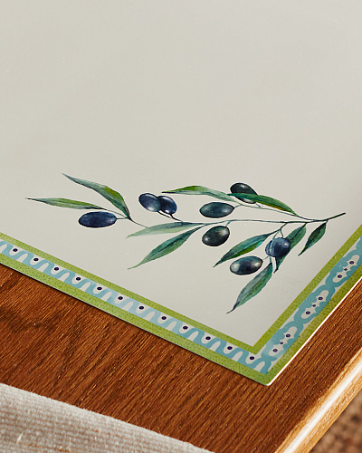 Набор сервировочных ковриков Olivier из 4 шт., 42x29 см. - белый / зеленый