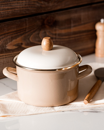 Кастрюля Bonneville с крышкой 2,4 л. - бежевая