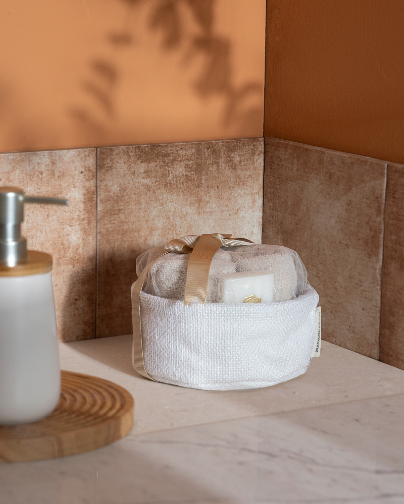 Набор банный Fabrice в корзинке из 5 шт., 30x30 см. - бежевый