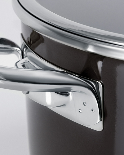 Набор посуды Titanium Enamel из 7 шт., 18-22-26 см. - темно-серый / черный