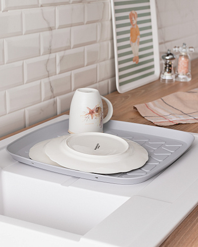 Коврик для сушки посуды Emmy 35,8x35x2,5 см. - светло-серый