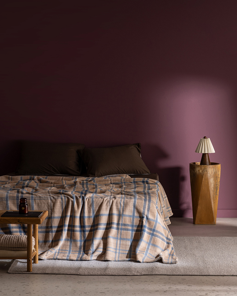 Покрывало полутораспальное Tignes 200x220 см. - бежевое / синее