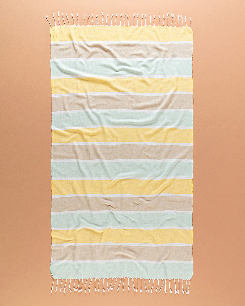Полотенце Tilda Peshtemal 90x160 см. - желтое / зеленое