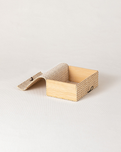 Шкатулка бамбуковая Julien 16 см. - кремовая