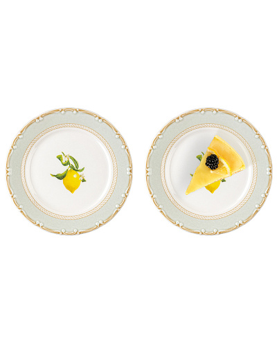 Набор тарелок для десертов из фарфора Lemon из 6 шт., 19 см - белый